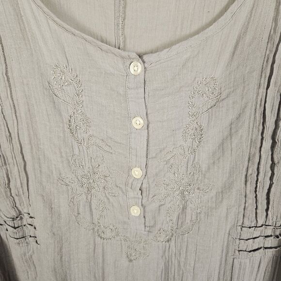 Y2K Old Navy 3X Pintuck Blouse Embroidered Semi Sheer Lightweight 3/4 Sleeve - Picture 4 of 10